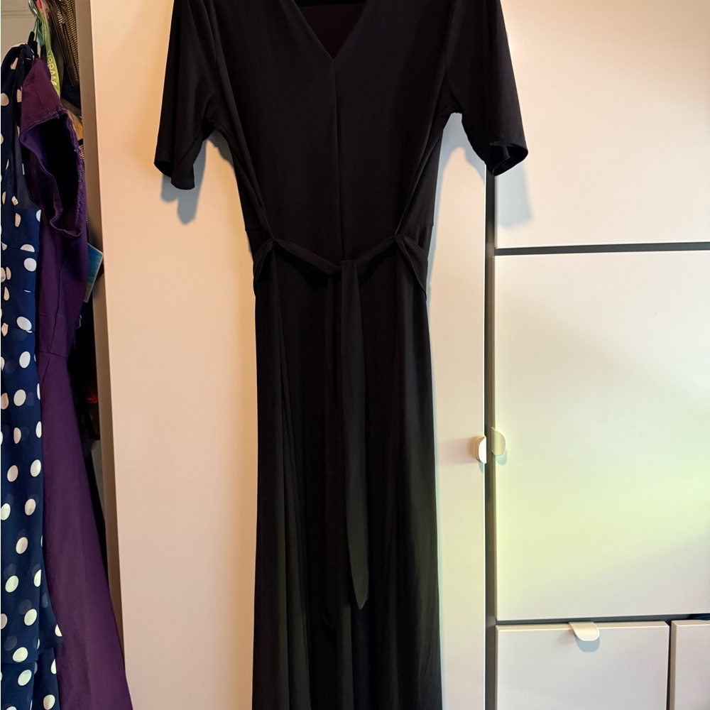 MSK Black Wrap Sheath Dress V-Neck Short Sleeve